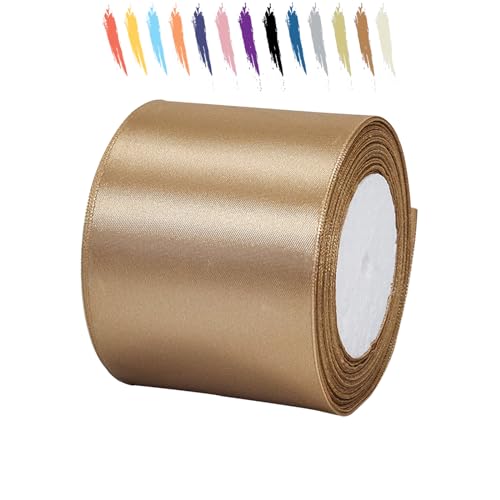 Leichter Champagner 75mm Satinband 23 Meter, Polyesterband, verschönern Sie Ihre Bastelarbeiten und Feiern, ideal für Geschenkverpackungen, Dekorationen, Hochzeitsautoband, Bänder zum Basteln von MORAINJAY