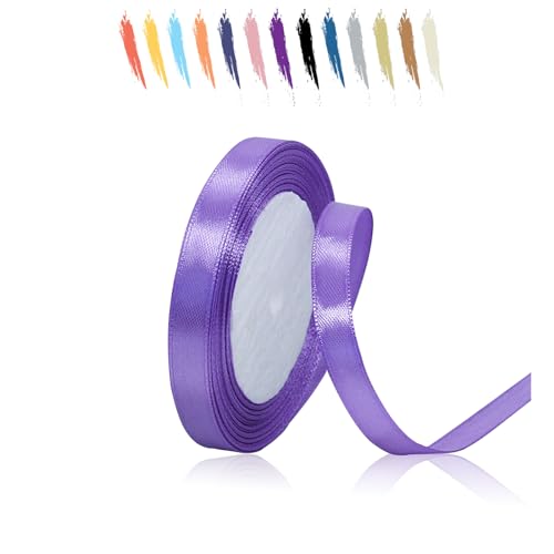 Lila 10mm Satinband 23 Meter, Polyesterband, verschönern Sie Ihre Bastelarbeiten und Feiern, ideal für Geschenkverpackungen, Dekorationen, Hochzeitsautoband, Bänder zum Basteln von MORAINJAY