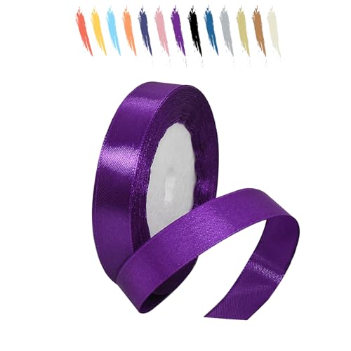 Lila 15mm Satinband 23 Meter, Polyesterband, verschönern Sie Ihre Bastelarbeiten und Feiern, ideal für Geschenkverpackungen, Dekorationen, Hochzeitsautoband, Bänder zum Basteln von MORAINJAY