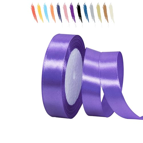 Lila Blau 20mm Satinband 23 Meter, Polyesterband, verschönern Sie Ihre Bastelarbeiten und Feiern, ideal für Geschenkverpackungen, Dekorationen, Hochzeitsautoband, Bänder zum Basteln von MORAINJAY