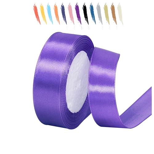 Lila Blau 25mm Satinband 23 Meter, Polyesterband, verschönern Sie Ihre Bastelarbeiten und Feiern, ideal für Geschenkverpackungen, Dekorationen, Hochzeitsautoband, Bänder zum Basteln von MORAINJAY