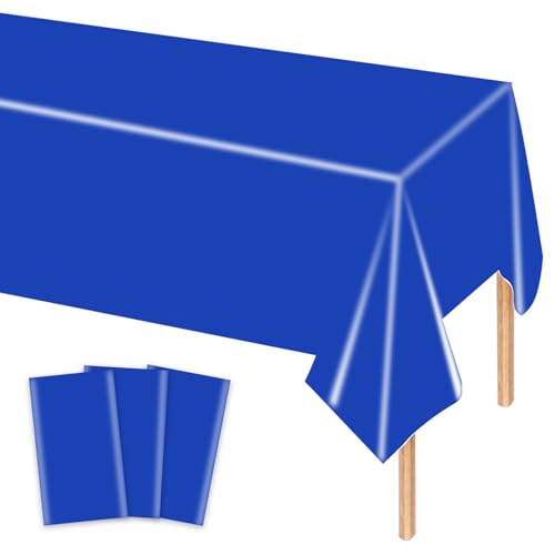 MORAINJAY 3 Stück Dunkelblaue Plastik Tischdecken, 137x274 cm Rechteckige Geburtstag Tischdecke für Party, Feier und Festliche Anlässe, Einweg Tischdecke, Tischdeko, Party Dekoration von MORAINJAY