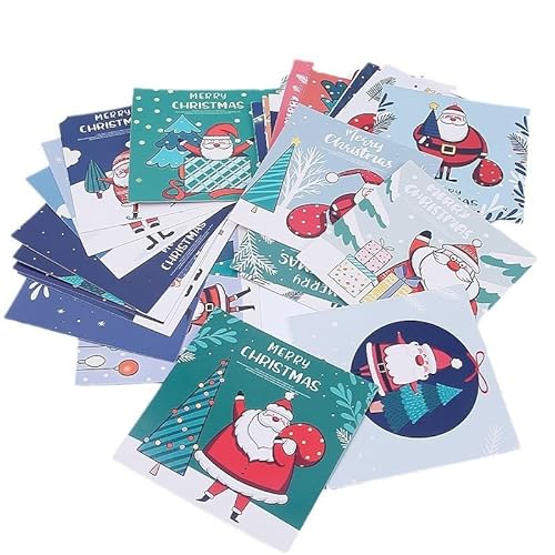 MORAINJAY 30 Stk Weihnachtskarten Set, Weihnachtspostkarte Klappkarten Weihnachtsgrußkarten Kraftpapier Karten Postkarten für Weihnachten, Glückwunschkarten für Familie Freunde Neujahr Weihnachtsgrüße von MORAINJAY