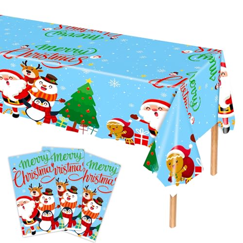 MORAINJAY 3er Set Weihnachts Tischdecken, 137 x 274 cm, Festliche Tischdecken für Weihnachtsfeiern, Winter Tischdekoration, Xmas Deko, Tischdecke für Party, Dekoration für Weihnachten von MORAINJAY