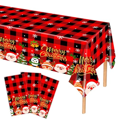 MORAINJAY 3er Set Weihnachts Tischdecken, 137 x 274 cm, Festliche Tischdecken für Weihnachtsfeiern, Winter Tischdekoration, Xmas Deko, Tischdecke für Party, Dekoration für Weihnachten von MORAINJAY