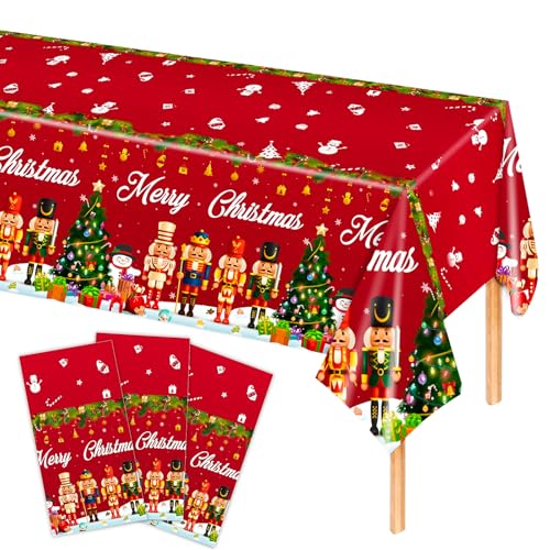 MORAINJAY 3er Set Weihnachts Tischdecken, 137 x 274 cm, Festliche Tischdecken für Weihnachtsfeiern, Winter Tischdekoration, Xmas Deko, Tischdecke für Party, Dekoration für Weihnachten von MORAINJAY