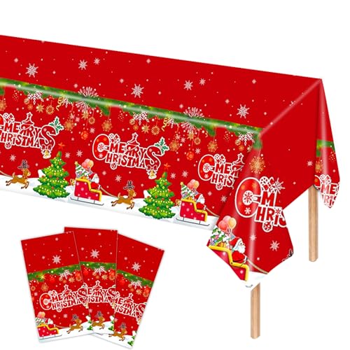 MORAINJAY 3er Set Weihnachts Tischdecken, 137 x 274 cm, Festliche Tischdecken für Weihnachtsfeiern, Winter Tischdekoration, Xmas Deko, Tischdecke für Party, Dekoration für Weihnachten von MORAINJAY