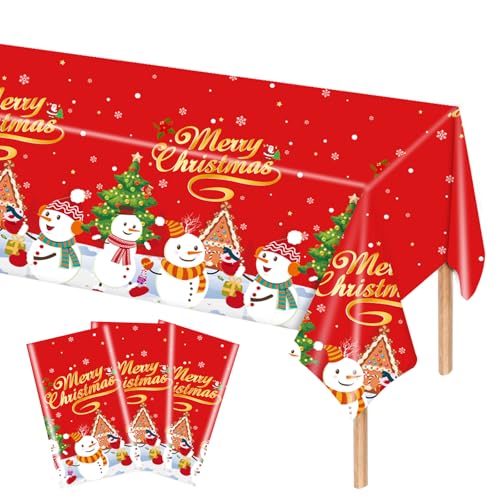 MORAINJAY 3er Set Weihnachts Tischdecken, 137 x 274 cm, Festliche Tischdecken für Weihnachtsfeiern, Winter Tischdekoration, Xmas Deko, Tischdecke für Party, Dekoration für Weihnachten von MORAINJAY