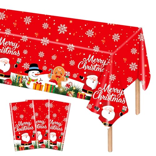 MORAINJAY 3er Set Weihnachts Tischdecken, 137 x 274 cm, Festliche Tischdecken für Weihnachtsfeiern, Winter Tischdekoration, Xmas Deko, Tischdecke für Party, Dekoration für Weihnachten von MORAINJAY