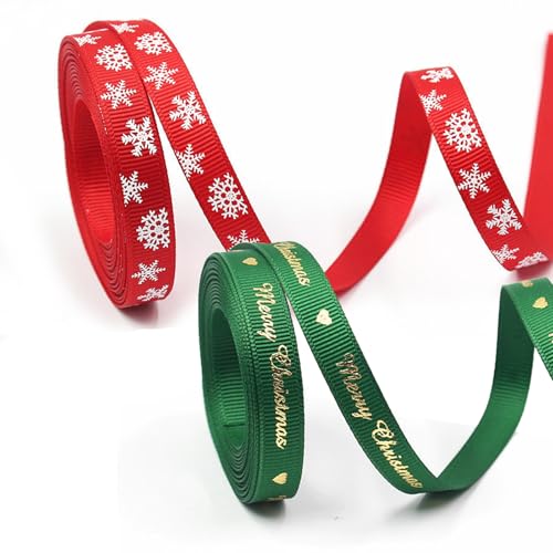 MORAINJAY Geschenkband Weihnachten, 2 Rollen 5 Yard Xmas Satinband Ripsband (Style C) von MORAINJAY