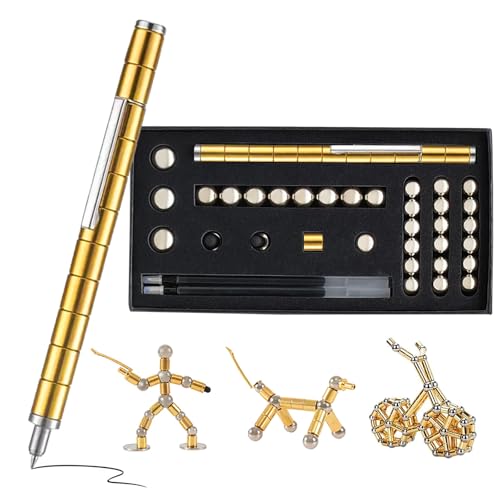 MORAINJAY Kugelschreiber Fidget Pen,Magnet Stift Gravity Pen,Golden Lustige Multifunktions Stift,Magnetstift mit Stylus Stift und Stressabbau Geschenk Toys für Junge Männer Frauen Teenager von MORAINJAY