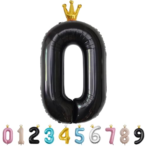 Luftballon Zahl 0 Schwarz, 101cm Riesen Zahlenballon Nummer 0 1 2 3 4 5 6 7 8 9 10 16 18 21 30 40 50 60 70 80 90 100, 40" Groß Folienballons für Hochzeit Jubiläum, Geburtstagsballons Party Dekoration von MORAINJAY