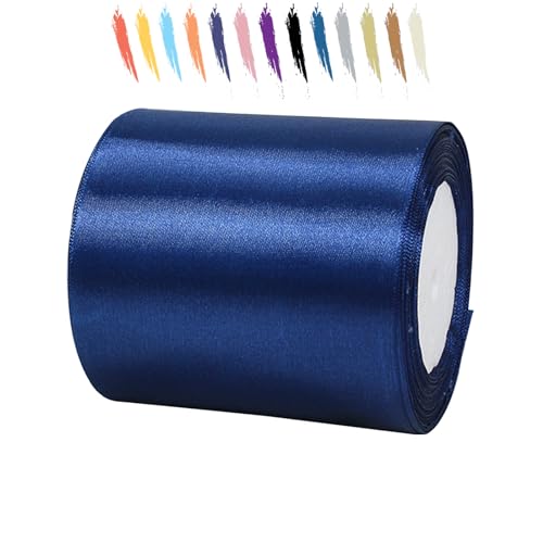 Navyblau 100mm Satinband 23 Meter, Polyesterband, verschönern Sie Ihre Bastelarbeiten und Feiern, ideal für Geschenkverpackungen, Dekorationen, Hochzeitsautoband, Bänder zum Basteln von MORAINJAY