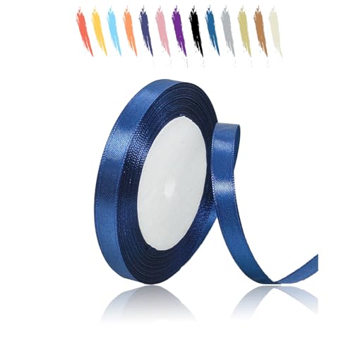 Navyblau 10mm Satinband 23 Meter, Polyesterband, verschönern Sie Ihre Bastelarbeiten und Feiern, ideal für Geschenkverpackungen, Dekorationen, Hochzeitsautoband, Bänder zum Basteln von MORAINJAY