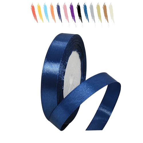 Navyblau 15mm Satinband 23 Meter, Polyesterband, verschönern Sie Ihre Bastelarbeiten und Feiern, ideal für Geschenkverpackungen, Dekorationen, Hochzeitsautoband, Bänder zum Basteln von MORAINJAY