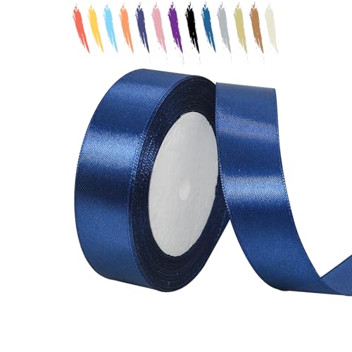 Navyblau 25mm Satinband 23 Meter, Polyesterband, verschönern Sie Ihre Bastelarbeiten und Feiern, ideal für Geschenkverpackungen, Dekorationen, Hochzeitsautoband, Bänder zum Basteln von MORAINJAY