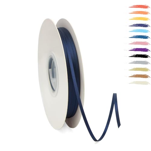 Navyblau 3mm Satinband 95 Meter, Polyesterband, verschönern Sie Ihre Bastelarbeiten und Feiern, ideal für Geschenkverpackungen, Dekorationen, Hochzeitsautoband, Bänder zum Basteln von MORAINJAY