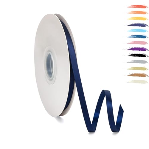 Navyblau 6mm Satinband 95 Meter, Polyesterband, verschönern Sie Ihre Bastelarbeiten und Feiern, ideal für Geschenkverpackungen, Dekorationen, Hochzeitsautoband, Bänder zum Basteln von MORAINJAY