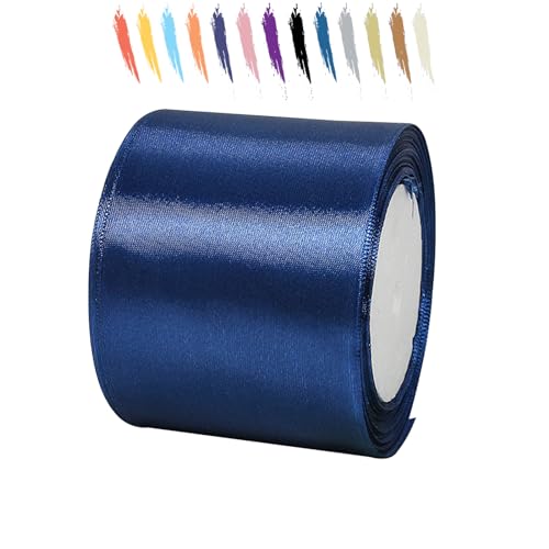 Navyblau 75mm Satinband 23 Meter, Polyesterband, verschönern Sie Ihre Bastelarbeiten und Feiern, ideal für Geschenkverpackungen, Dekorationen, Hochzeitsautoband, Bänder zum Basteln von MORAINJAY