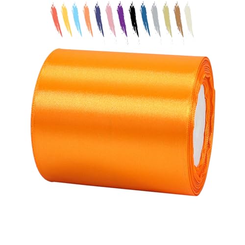 Orange 100mm Satinband 23 Meter, Polyesterband, verschönern Sie Ihre Bastelarbeiten und Feiern, ideal für Geschenkverpackungen, Dekorationen, Hochzeitsautoband, Bänder zum Basteln von MORAINJAY