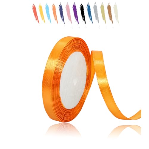 Orange 10mm Satinband 23 Meter, Polyesterband, verschönern Sie Ihre Bastelarbeiten und Feiern, ideal für Geschenkverpackungen, Dekorationen, Hochzeitsautoband, Bänder zum Basteln von MORAINJAY