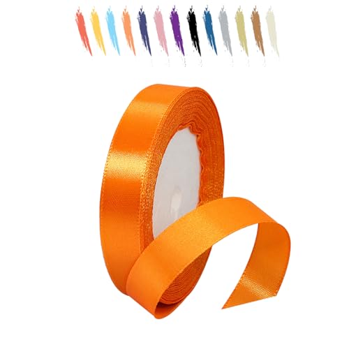 Orange 15mm Satinband 23 Meter, Polyesterband, verschönern Sie Ihre Bastelarbeiten und Feiern, ideal für Geschenkverpackungen, Dekorationen, Hochzeitsautoband, Bänder zum Basteln von MORAINJAY