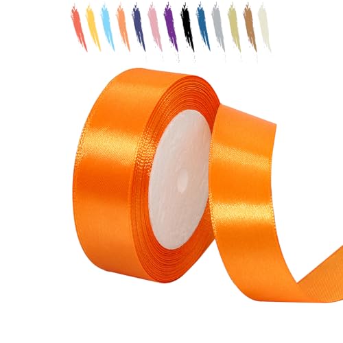 Orange 25mm Satinband 23 Meter, Polyesterband, verschönern Sie Ihre Bastelarbeiten und Feiern, ideal für Geschenkverpackungen, Dekorationen, Hochzeitsautoband, Bänder zum Basteln von MORAINJAY