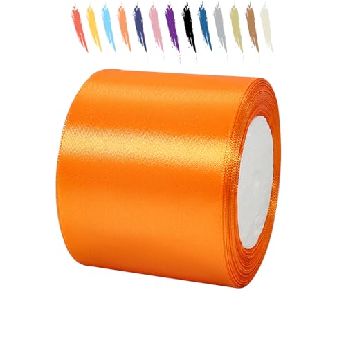 Orange 75mm Satinband 23 Meter, Polyesterband, verschönern Sie Ihre Bastelarbeiten und Feiern, ideal für Geschenkverpackungen, Dekorationen, Hochzeitsautoband, Bänder zum Basteln von MORAINJAY