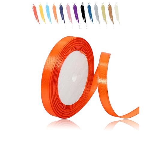 Orange Rot 10mm Satinband 23 Meter, Polyesterband, verschönern Sie Ihre Bastelarbeiten und Feiern, ideal für Geschenkverpackungen, Dekorationen, Hochzeitsautoband, Bänder zum Basteln von MORAINJAY