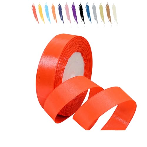 Orange Rot 20mm Satinband 23 Meter, Polyesterband, verschönern Sie Ihre Bastelarbeiten und Feiern, ideal für Geschenkverpackungen, Dekorationen, Hochzeitsautoband, Bänder zum Basteln von MORAINJAY