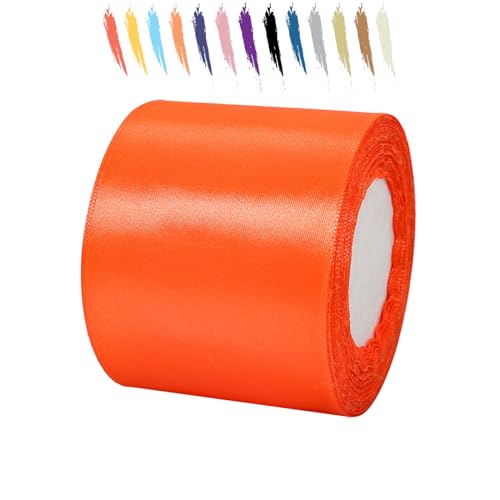 Orange Rot 75mm Satinband 23 Meter, Polyesterband, verschönern Sie Ihre Bastelarbeiten und Feiern, ideal für Geschenkverpackungen, Dekorationen, Hochzeitsautoband, Bänder zum Basteln von MORAINJAY