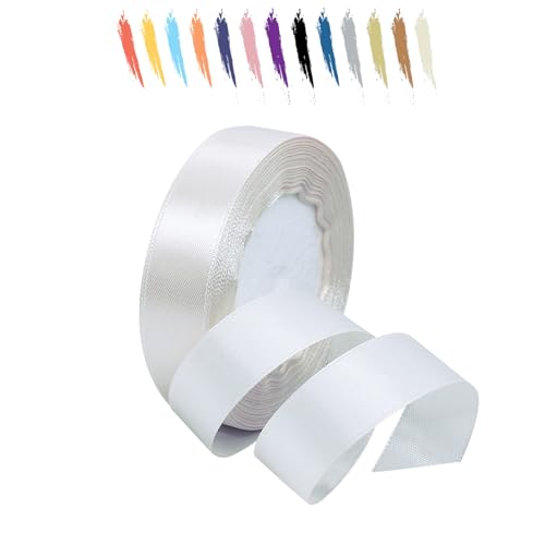 Originalweiß 20mm Satinband 23 Meter, Polyesterband, verschönern Sie Ihre Bastelarbeiten und Feiern, ideal für Geschenkverpackungen, Dekorationen, Hochzeitsautoband, Bänder zum Basteln von MORAINJAY