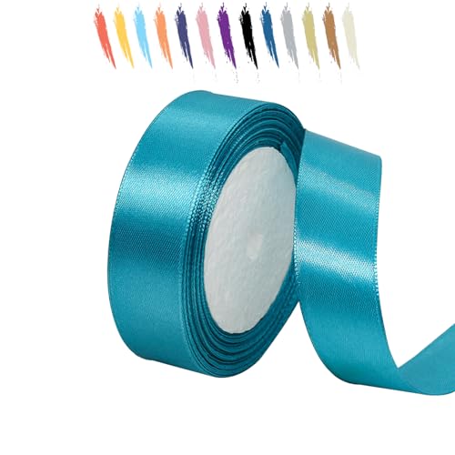 Pfauenblau 25mm Satinband 23 Meter, Polyesterband, verschönern Sie Ihre Bastelarbeiten und Feiern, ideal für Geschenkverpackungen, Dekorationen, Hochzeitsautoband, Bänder zum Basteln von MORAINJAY