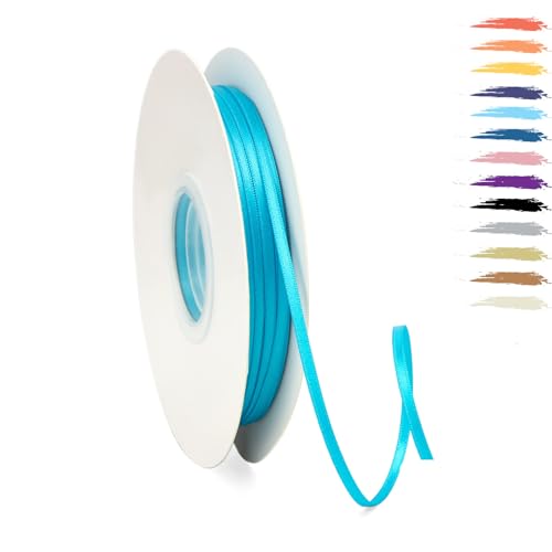 Pfauenblau 3mm Satinband 95 Meter, Polyesterband, verschönern Sie Ihre Bastelarbeiten und Feiern, ideal für Geschenkverpackungen, Dekorationen, Hochzeitsautoband, Bänder zum Basteln von MORAINJAY