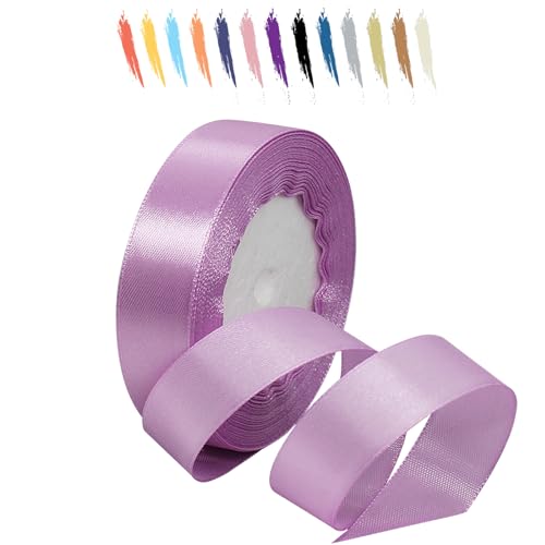 Purpur Rosa 20mm Satinband 23 Meter, Polyesterband, verschönern Sie Ihre Bastelarbeiten und Feiern, ideal für Geschenkverpackungen, Dekorationen, Hochzeitsautoband, Bänder zum Basteln von MORAINJAY