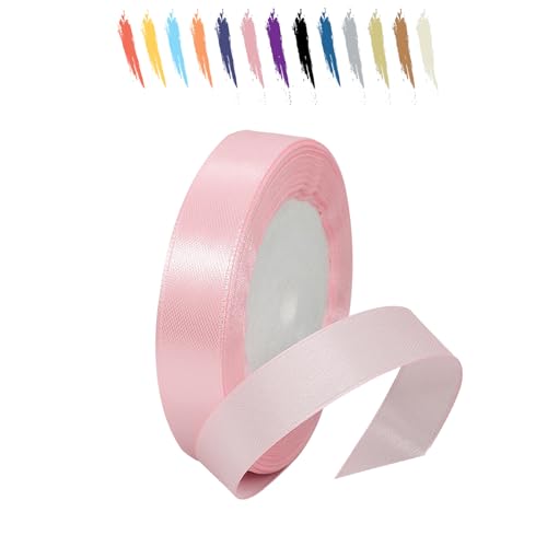 Rosa 15mm Satinband 23 Meter, Polyesterband, verschönern Sie Ihre Bastelarbeiten und Feiern, ideal für Geschenkverpackungen, Dekorationen, Hochzeitsautoband, Bänder zum Basteln von MORAINJAY