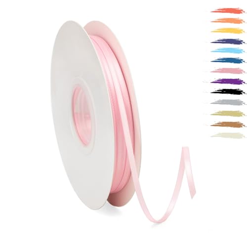 Rosa 3mm Satinband 95 Meter, Polyesterband, verschönern Sie Ihre Bastelarbeiten und Feiern, ideal für Geschenkverpackungen, Dekorationen, Hochzeitsautoband, Bänder zum Basteln von MORAINJAY