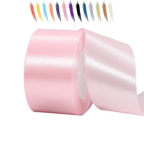 Rosa 50mm Satinband 23 Meter, Polyesterband, verschönern Sie Ihre Bastelarbeiten und Feiern, ideal für Geschenkverpackungen, Dekorationen, Hochzeitsautoband, Bänder zum Basteln von MORAINJAY