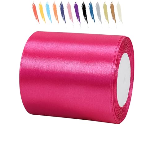 Rosenrot 100mm Satinband 23 Meter, Polyesterband, verschönern Sie Ihre Bastelarbeiten und Feiern, ideal für Geschenkverpackungen, Dekorationen, Hochzeitsautoband, Bänder zum Basteln von MORAINJAY