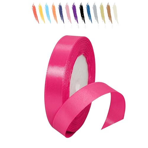 Rosenrot 15mm Satinband 23 Meter, Polyesterband, verschönern Sie Ihre Bastelarbeiten und Feiern, ideal für Geschenkverpackungen, Dekorationen, Hochzeitsautoband, Bänder zum Basteln von MORAINJAY