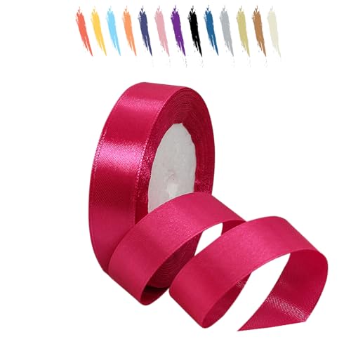 Rosenrot 20mm Satinband 23 Meter, Polyesterband, verschönern Sie Ihre Bastelarbeiten und Feiern, ideal für Geschenkverpackungen, Dekorationen, Hochzeitsautoband, Bänder zum Basteln von MORAINJAY