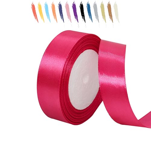 Rosenrot 25mm Satinband 23 Meter, Polyesterband, verschönern Sie Ihre Bastelarbeiten und Feiern, ideal für Geschenkverpackungen, Dekorationen, Hochzeitsautoband, Bänder zum Basteln von MORAINJAY