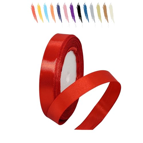 Rot 15mm Satinband 23 Meter, Polyesterband, verschönern Sie Ihre Bastelarbeiten und Feiern, ideal für Geschenkverpackungen, Dekorationen, Hochzeitsautoband, Bänder zum Basteln von MORAINJAY