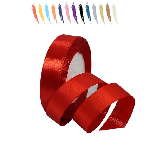 Rot 20mm Satinband 23 Meter, Polyesterband, verschönern Sie Ihre Bastelarbeiten und Feiern, ideal für Geschenkverpackungen, Dekorationen, Hochzeitsautoband, Bänder zum Basteln von MORAINJAY