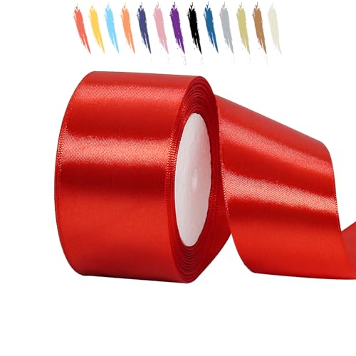 Rot 50mm Satinband 23 Meter, Polyesterband, verschönern Sie Ihre Bastelarbeiten und Feiern, ideal für Geschenkverpackungen, Dekorationen, Hochzeitsautoband, Bänder zum Basteln von MORAINJAY