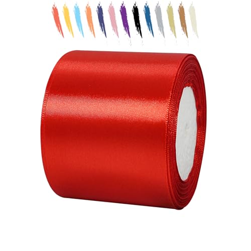 Rot 75mm Satinband 23 Meter, Polyesterband, verschönern Sie Ihre Bastelarbeiten und Feiern, ideal für Geschenkverpackungen, Dekorationen, Hochzeitsautoband, Bänder zum Basteln von MORAINJAY