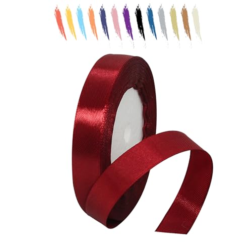 Rotwein 15mm Satinband 23 Meter, Polyesterband, verschönern Sie Ihre Bastelarbeiten und Feiern, ideal für Geschenkverpackungen, Dekorationen, Hochzeitsautoband, Bänder zum Basteln von MORAINJAY