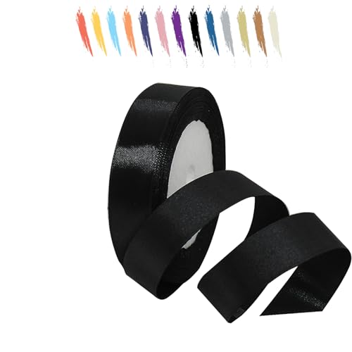 Schwarz 20mm Satinband 23 Meter, Polyesterband, verschönern Sie Ihre Bastelarbeiten und Feiern, ideal für Geschenkverpackungen, Dekorationen, Hochzeitsautoband, Bänder zum Basteln von MORAINJAY