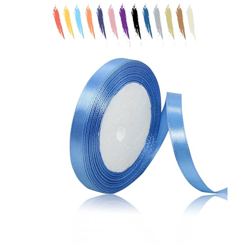 Seeblau 10mm Satinband 23 Meter, Polyesterband, verschönern Sie Ihre Bastelarbeiten und Feiern, ideal für Geschenkverpackungen, Dekorationen, Hochzeitsautoband, Bänder zum Basteln von MORAINJAY