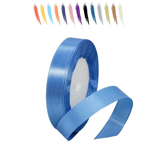 Seeblau 15mm Satinband 23 Meter, Polyesterband, verschönern Sie Ihre Bastelarbeiten und Feiern, ideal für Geschenkverpackungen, Dekorationen, Hochzeitsautoband, Bänder zum Basteln von MORAINJAY